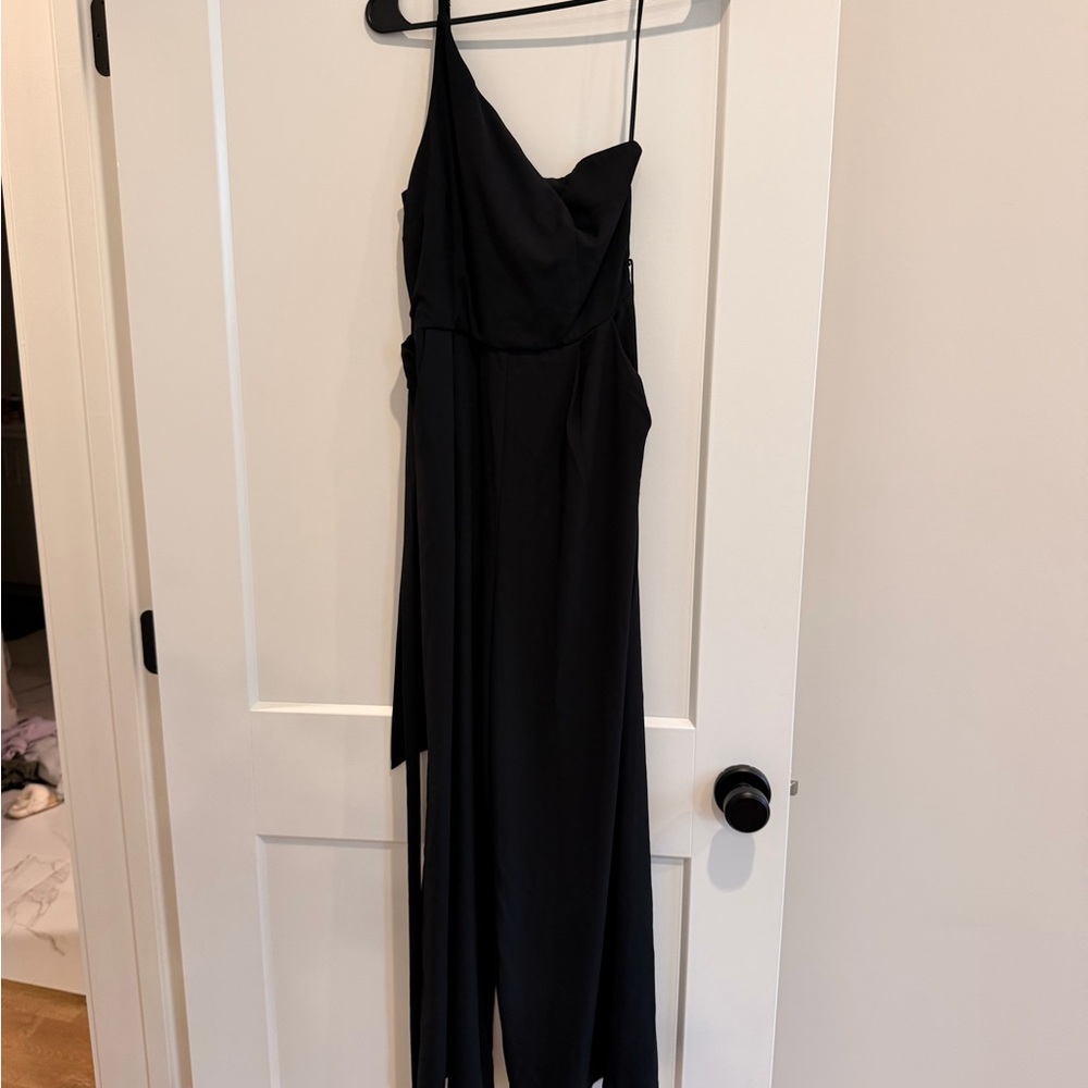 Petal & Pup Black Asymmetrical Jumpsuit with Spaghetti Straps